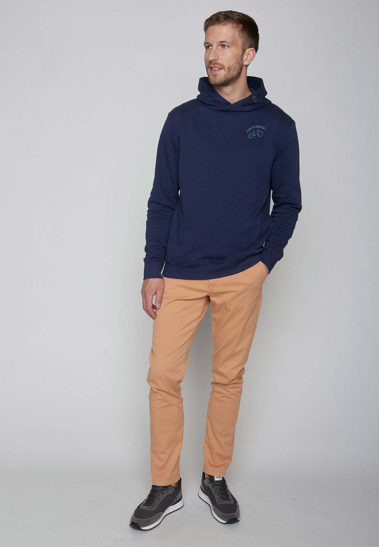 Navy: Kuschliger Hoodie aus Bio-Baumwolle für Herren [8951]