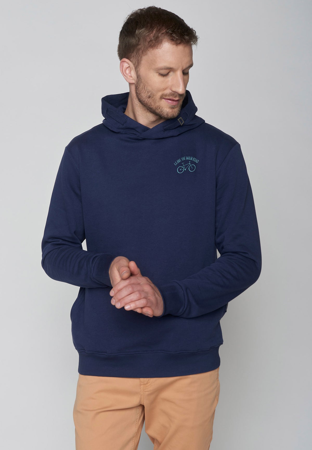 Navy: Kuschliger Hoodie aus Bio-Baumwolle für Herren [8953]