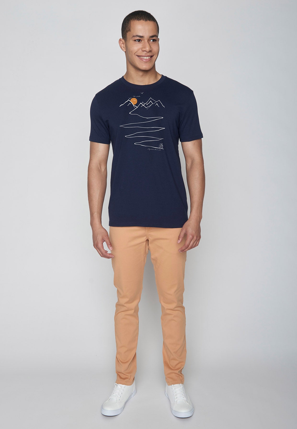 Navy: Sportliches T-Shirt aus Bio-Baumwolle für Herren [8959]