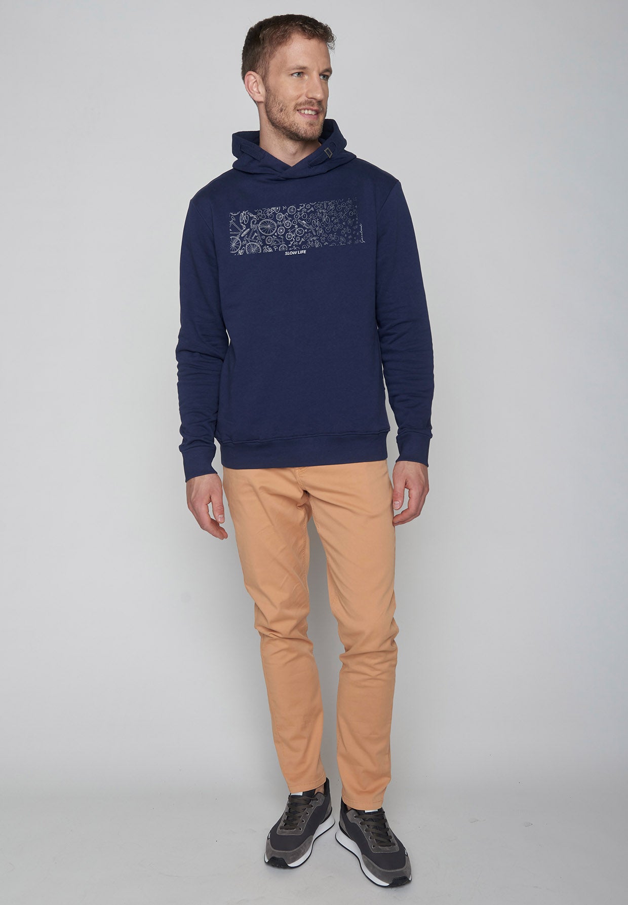 Navy: Kuschliger Hoodie aus Bio-Baumwolle für Herren [9023]
