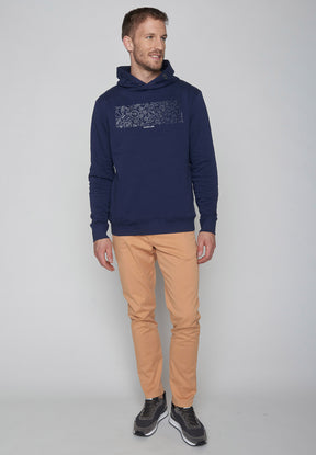 Navy: Kuschliger Hoodie aus Bio-Baumwolle für Herren [9023]