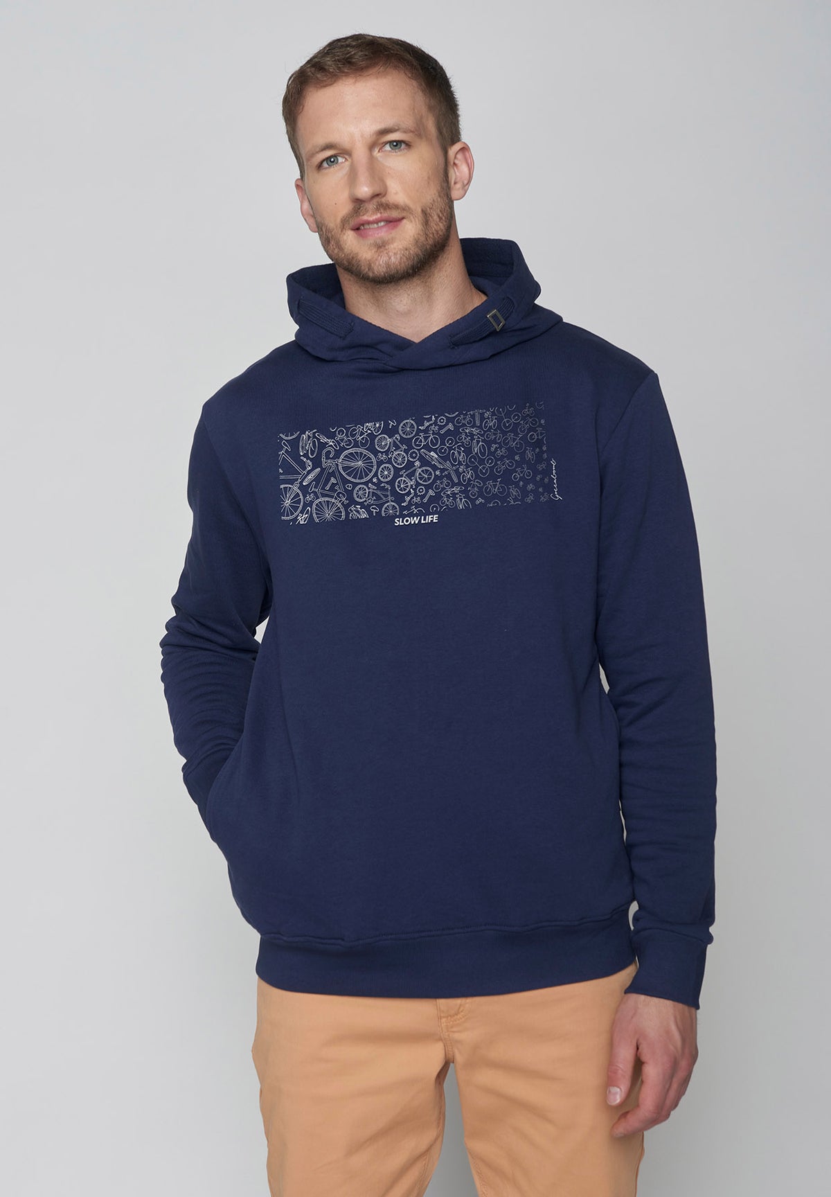 Navy: Kuschliger Hoodie aus Bio-Baumwolle für Herren [9025]