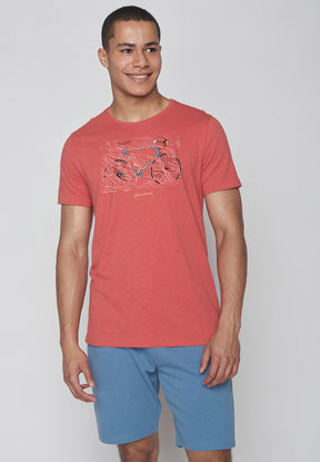Rot:  Lässiges T-Shirt aus Bio-Baumwolle für Herren [9037]