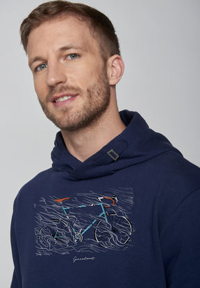 Navy: Kuschliger Hoodie aus Bio-Baumwolle für Herren [9040]