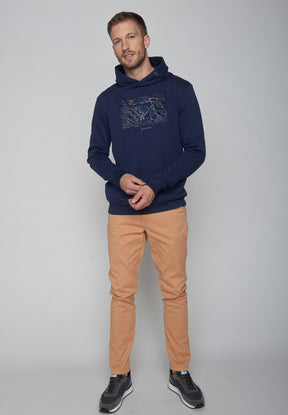 Navy: Kuschliger Hoodie aus Bio-Baumwolle für Herren [9041]