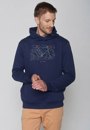 Navy: Kuschliger Hoodie aus Bio-Baumwolle für Herren [9043]