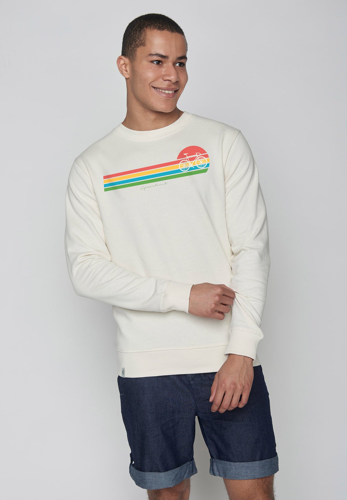 Creme White: Gemütliches Sweatshirt aus Bio-Baumwolle für Herren [9065]
