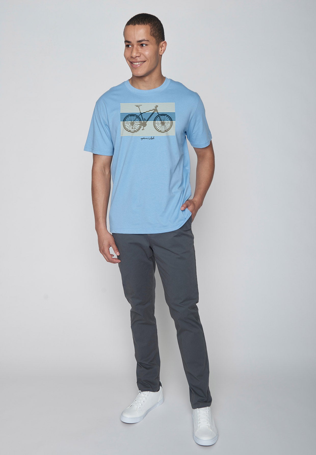 Slate Blue: Lässiges Oversize-T-Shirt aus Bio-Baumwolle für Herren [9068]