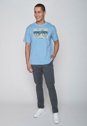 Slate Blue: Lässiges Oversize-T-Shirt aus Bio-Baumwolle für Herren [9068]