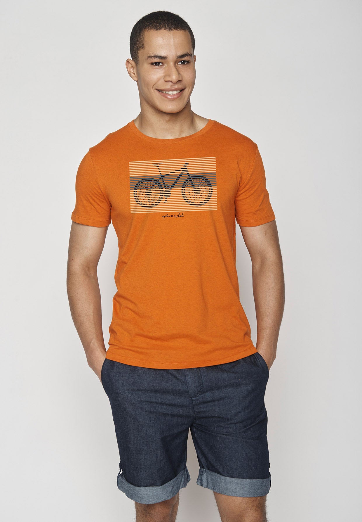 Black Heather Orange: Sportliches T-Shirt aus Bio-Baumwolle für Herren [9074]