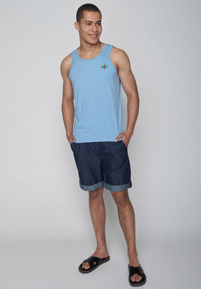 Slate Blue: Sommerliches Tanktop aus Bio-Baumwolle für Herren [9078]