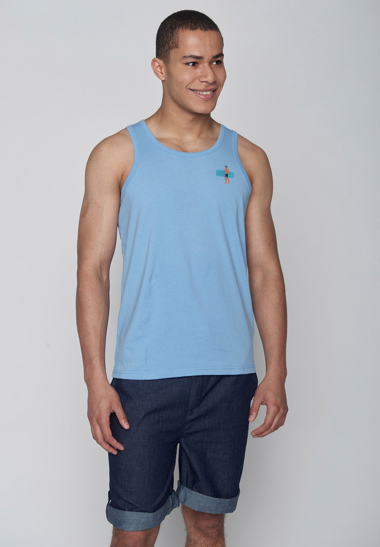 Slate Blue: Sommerliches Tanktop aus Bio-Baumwolle für Herren [9080]