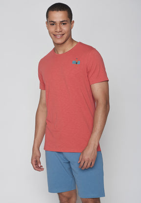 Sun Red: Lässiges T-Shirt aus Bio-Baumwolle für Herren [9096]