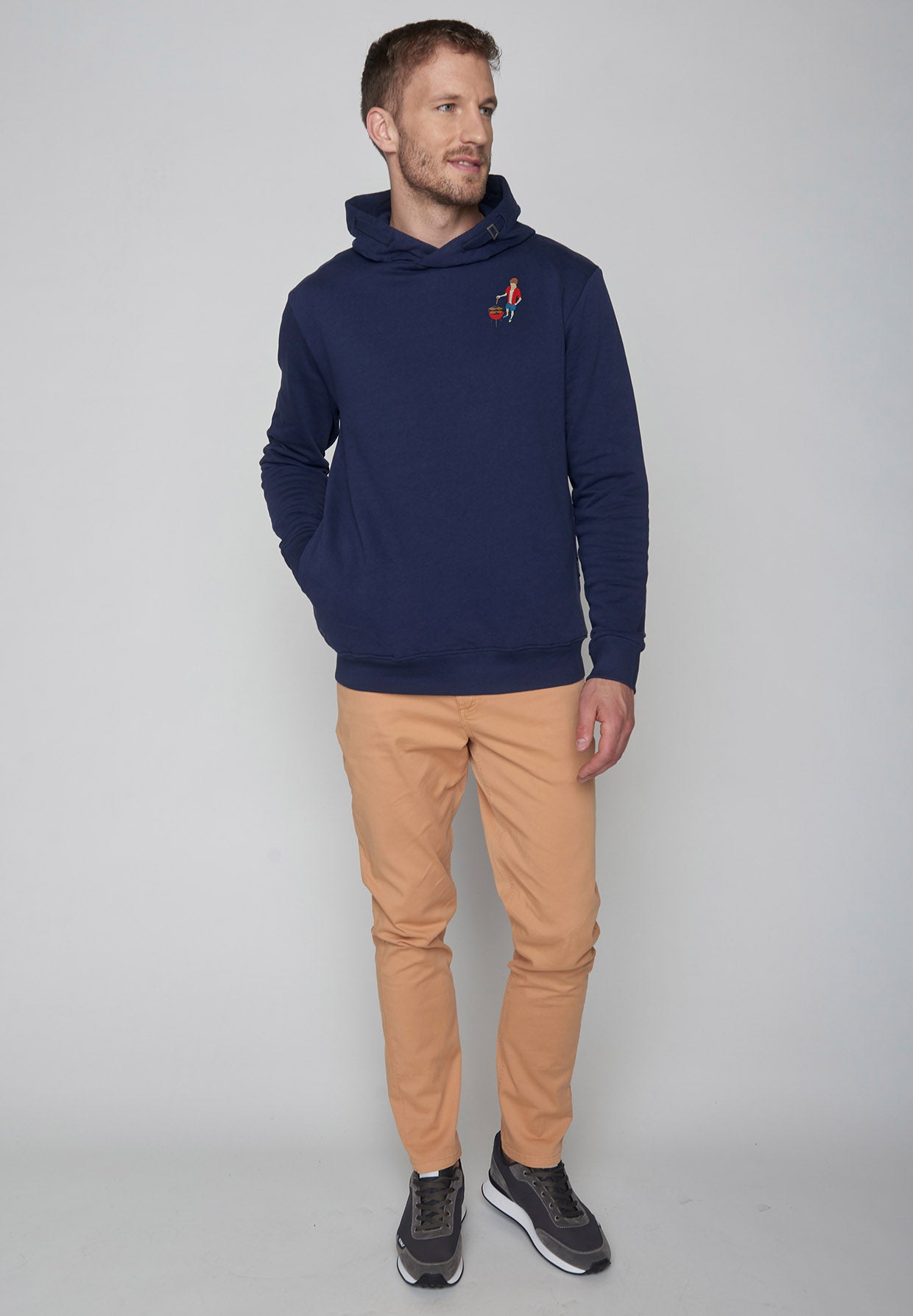 Navy: Kuschliger Hoodie aus Bio-Baumwolle für Herren [9121]