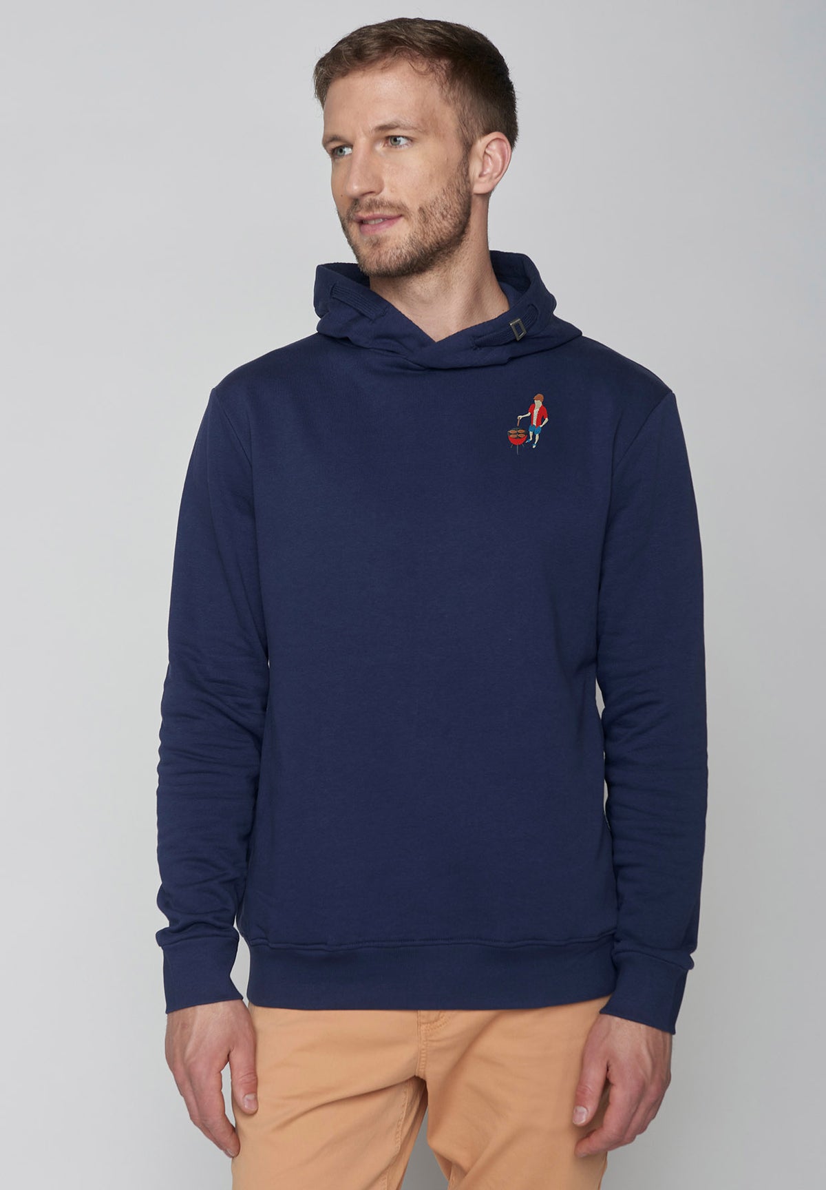 Navy: Kuschliger Hoodie aus Bio-Baumwolle für Herren [9123]
