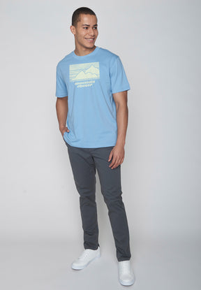 Slate Blue: Lässiges Oversize-T-Shirt aus Bio-Baumwolle für Herren [9126]