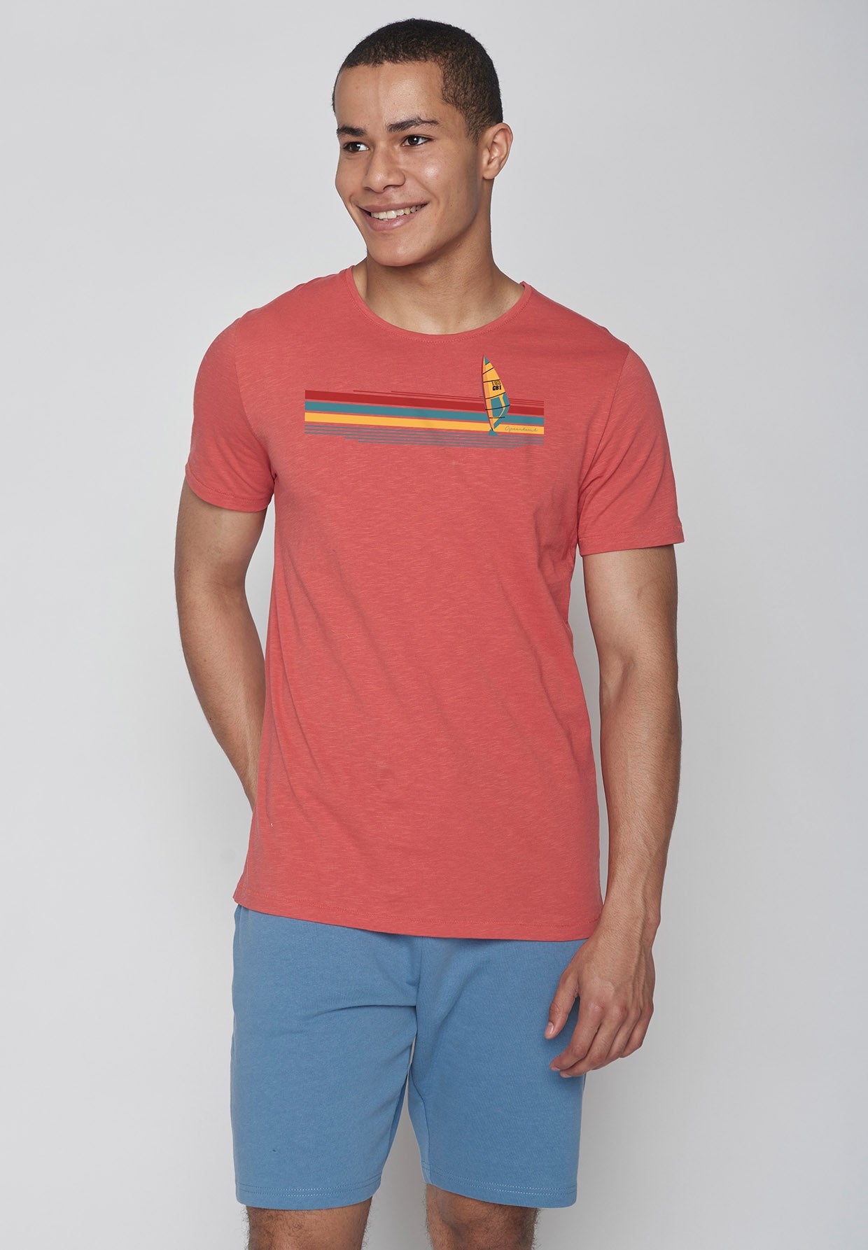 Sun Red: Lässiges T-Shirt aus Bio-Baumwolle für Herren [9151]