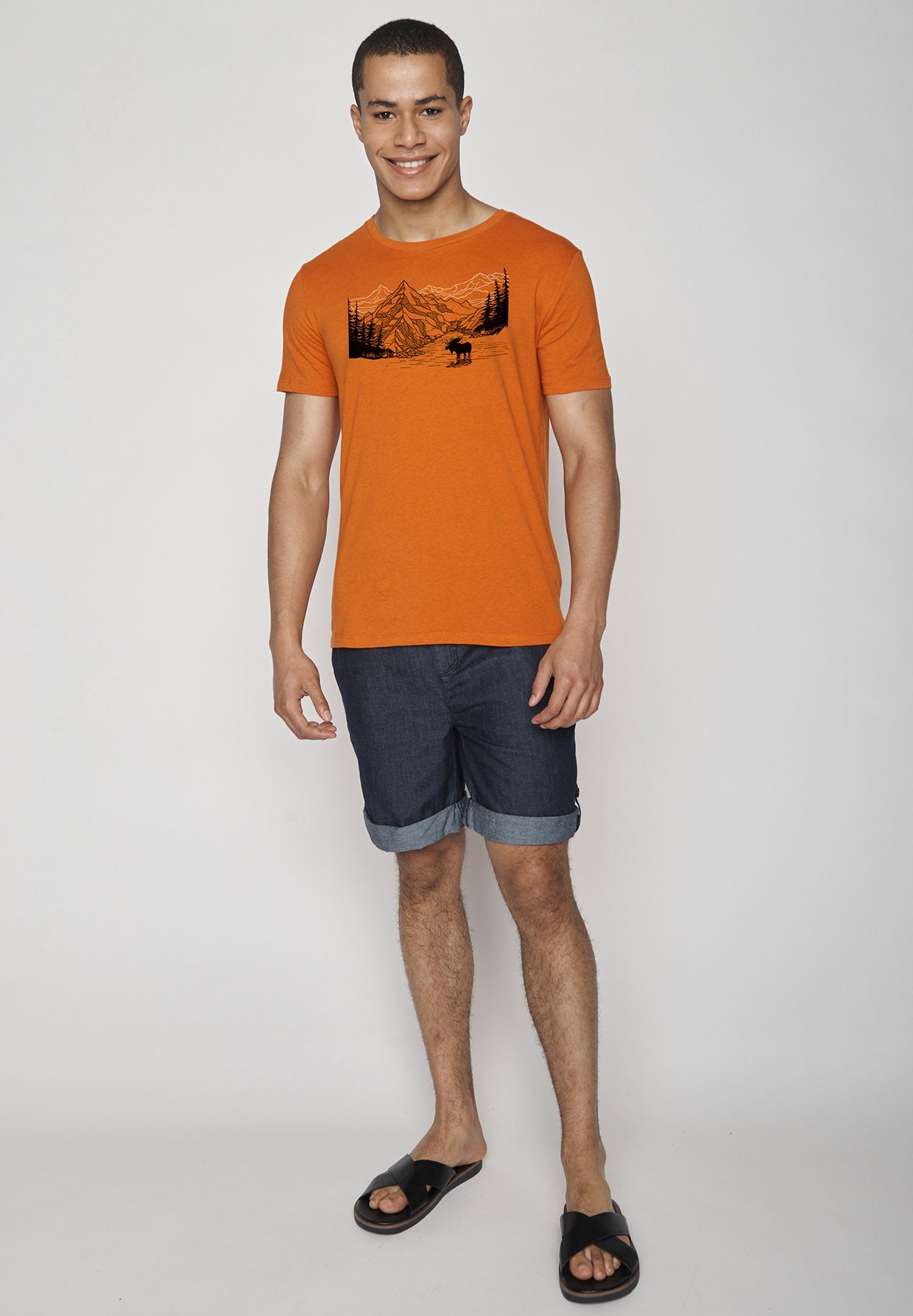 Black Heather Orange: Sportliches T-Shirt aus Bio-Baumwolle für Herren [9158]