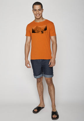 Black Heather Orange: Sportliches T-Shirt aus Bio-Baumwolle für Herren [9158]