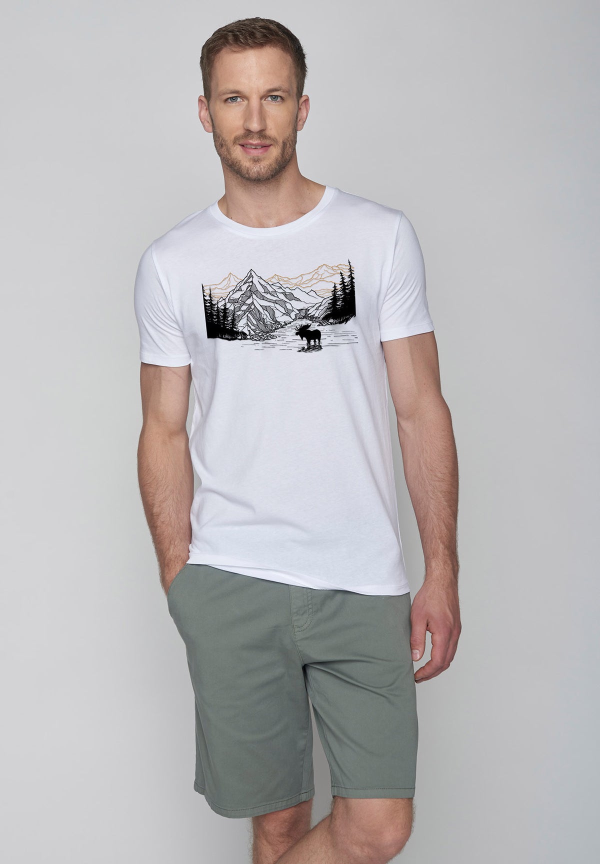 White: Sportliches T-Shirt aus Bio-Baumwolle für Herren [9162]
