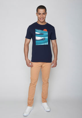 Navy: Sportliches T-Shirt aus Bio-Baumwolle für Herren [9180]
