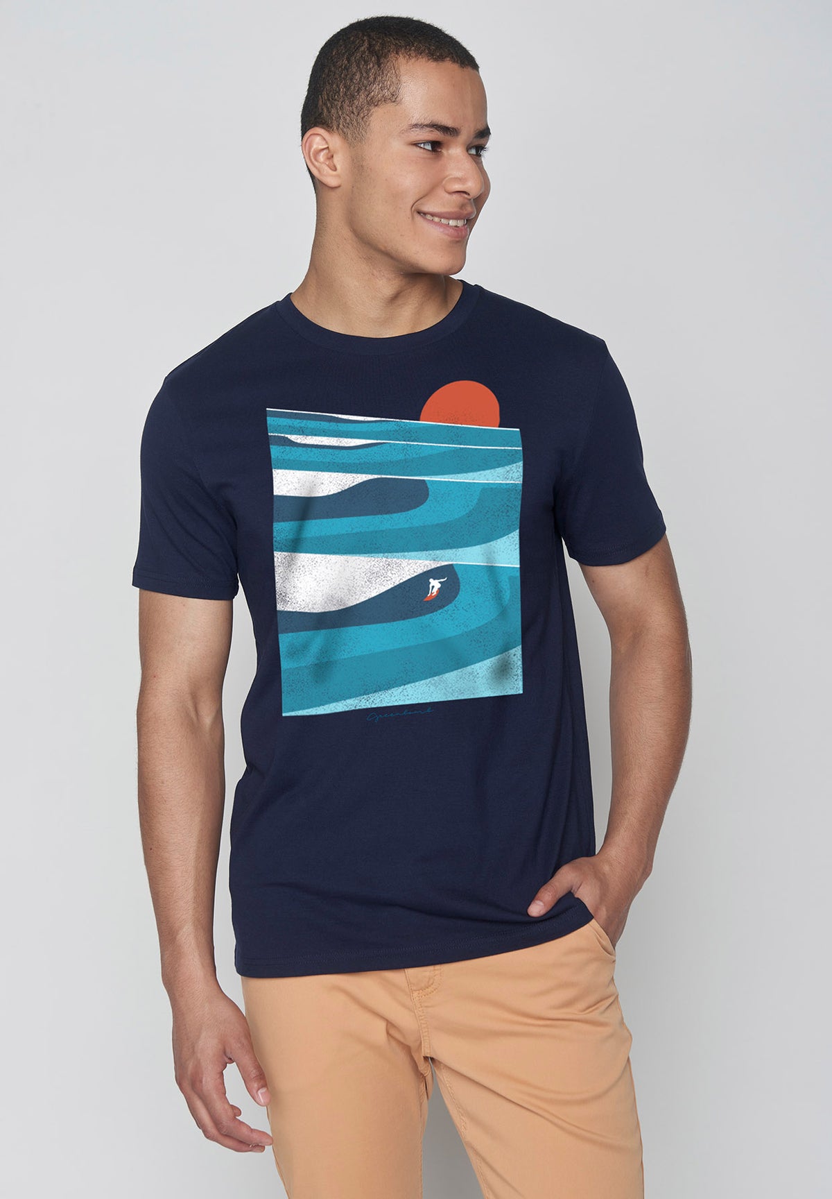Navy: Sportliches T-Shirt aus Bio-Baumwolle für Herren [9182]
