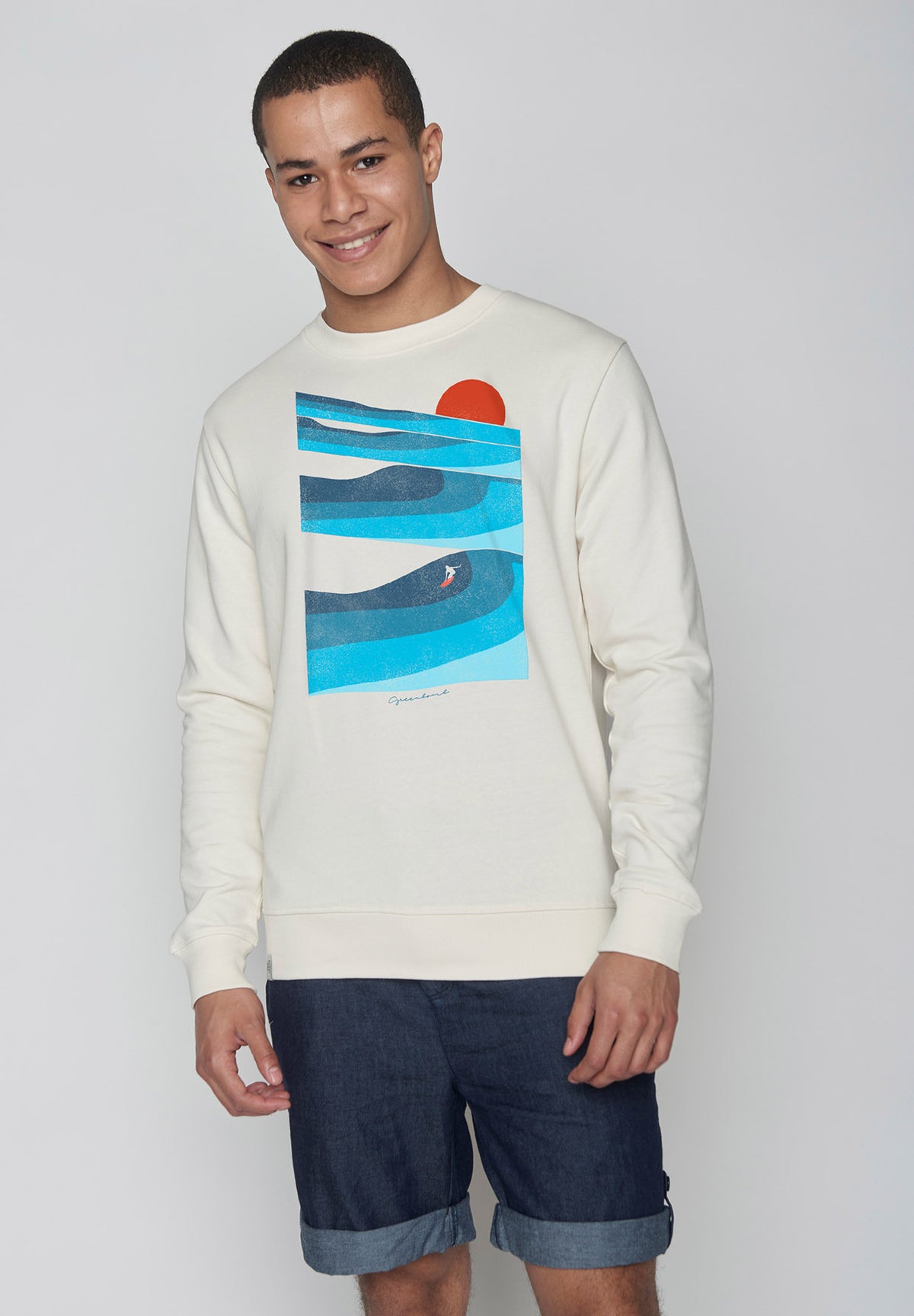 Creme White: Gemütliches Sweatshirt aus Bio-Baumwolle für Herren [9197]