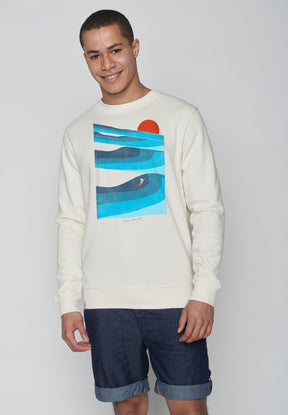 Creme White: Gemütliches Sweatshirt aus Bio-Baumwolle für Herren [9197]