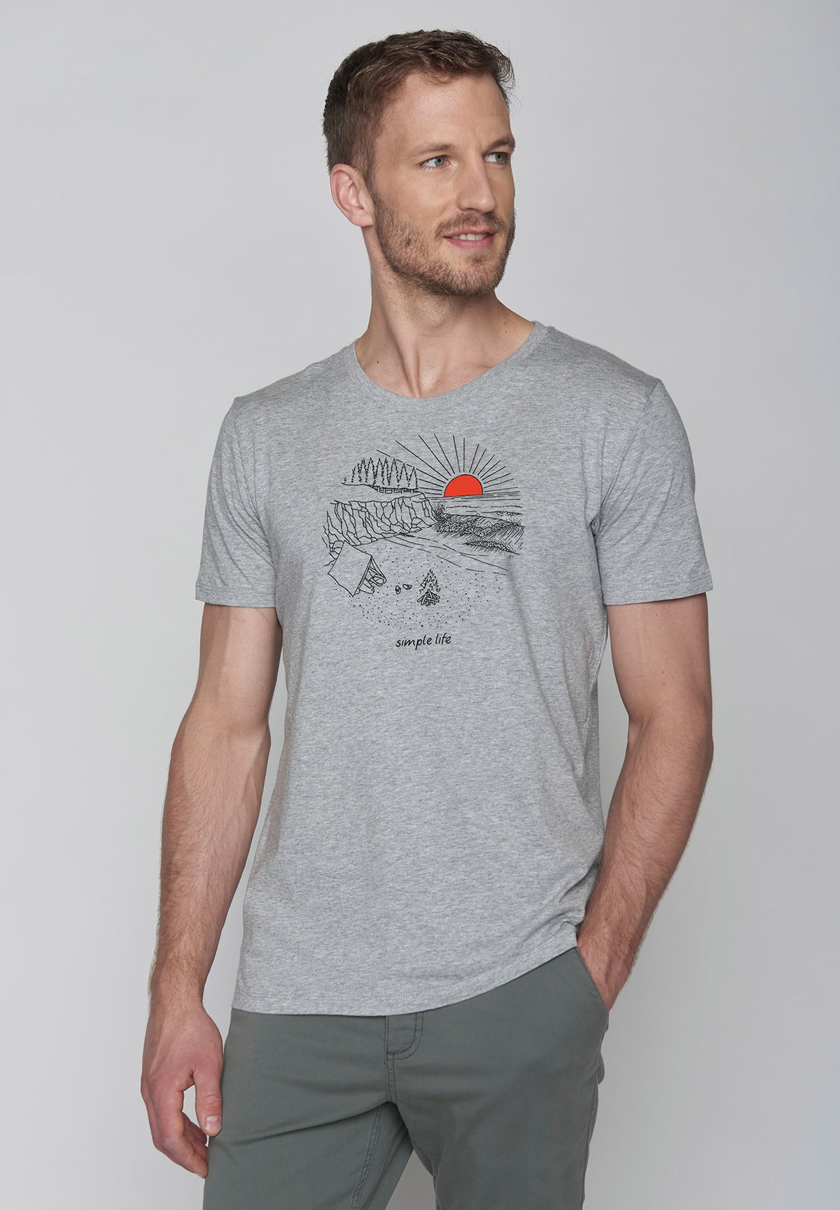Heather Grey: Sportliches T-Shirt aus Bio-Baumwolle für Herren [9205]