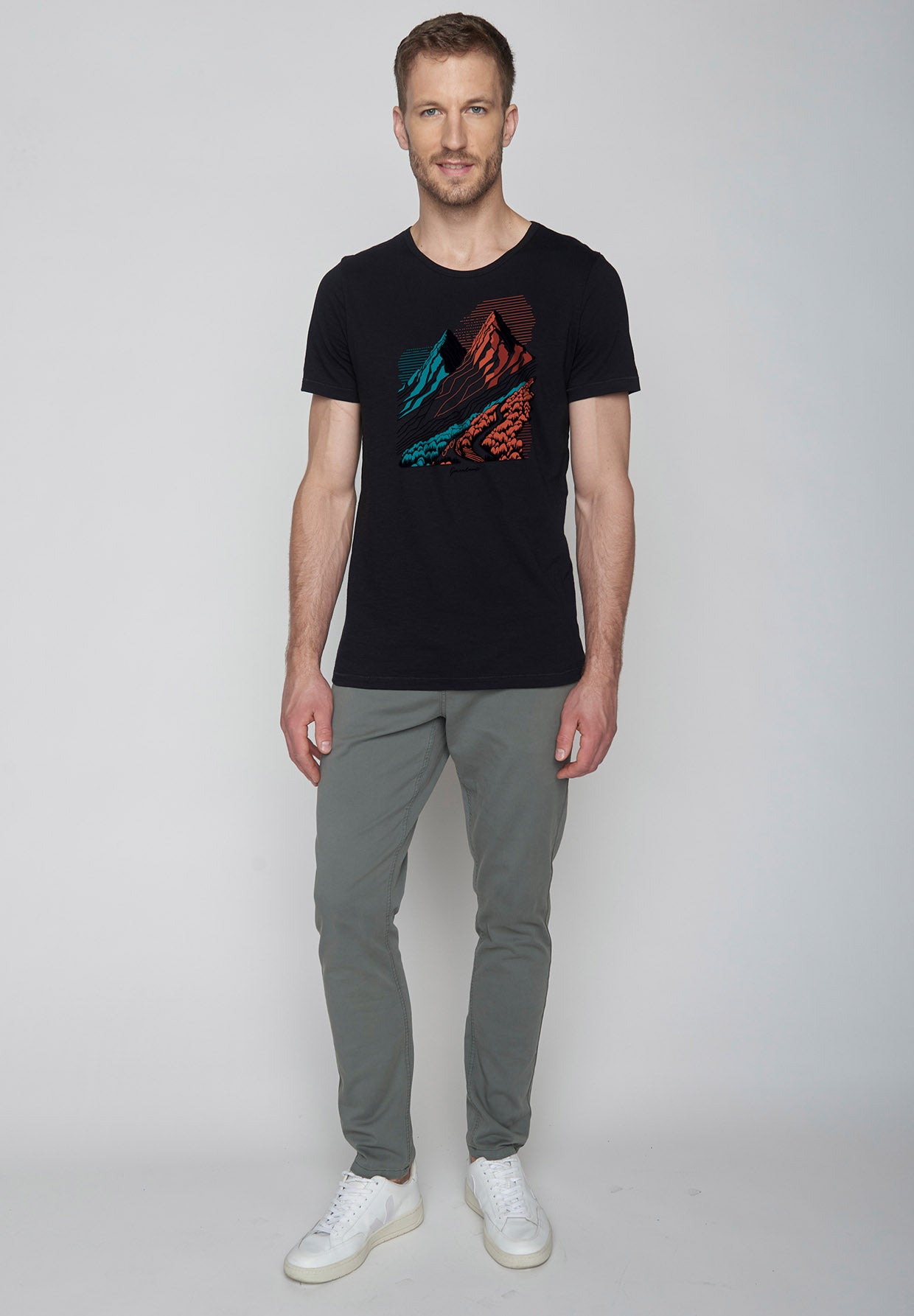Schwarz:  Lässiges T-Shirt aus Bio-Baumwolle für Herren [9238]