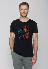 Schwarz:  Lässiges T-Shirt aus Bio-Baumwolle für Herren [9240]
