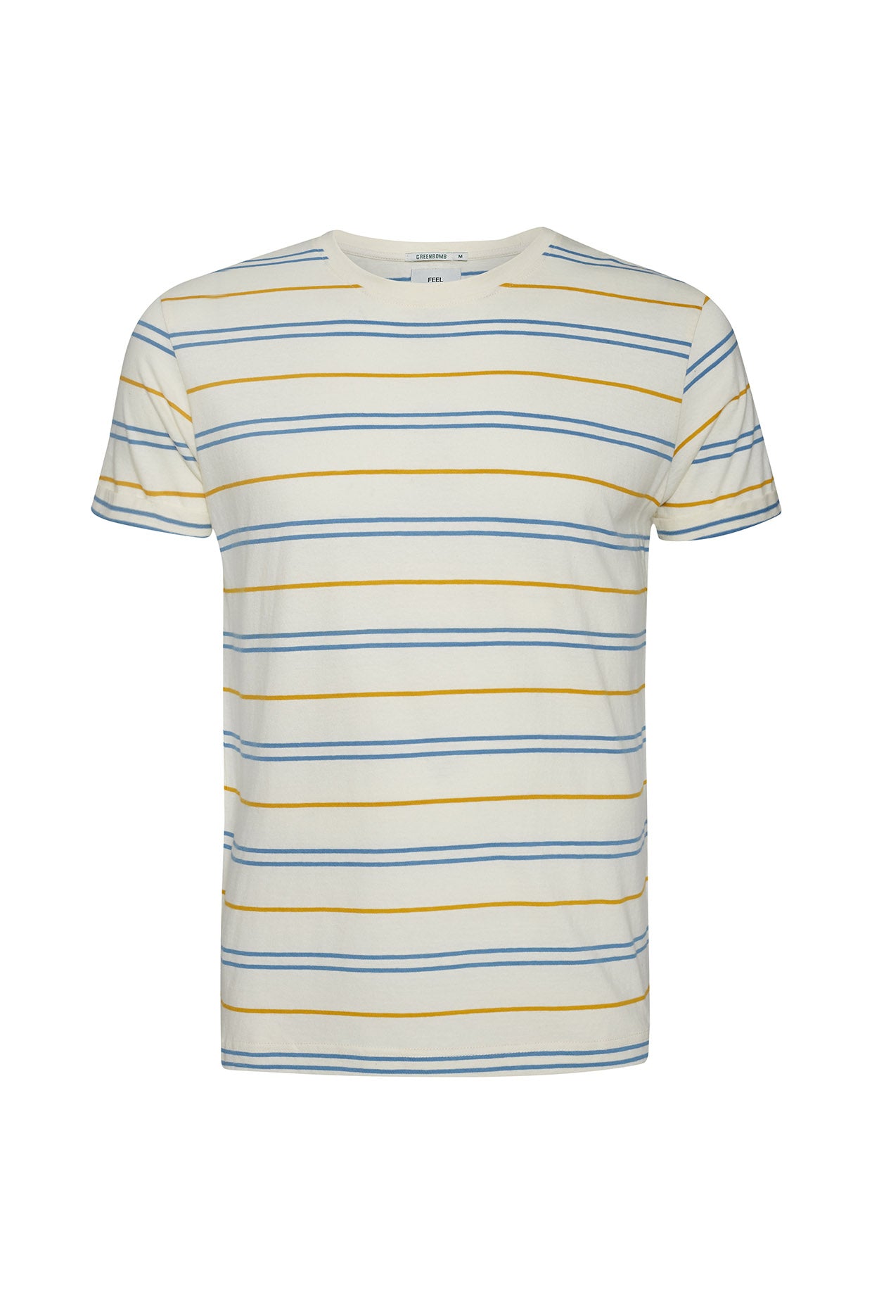 Creme Stripes: Lässiges T-Shirt aus Bio-Baumwolle für Herren [9362]