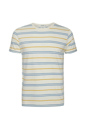 Creme Stripes: Lässiges T-Shirt aus Bio-Baumwolle für Herren [9362]
