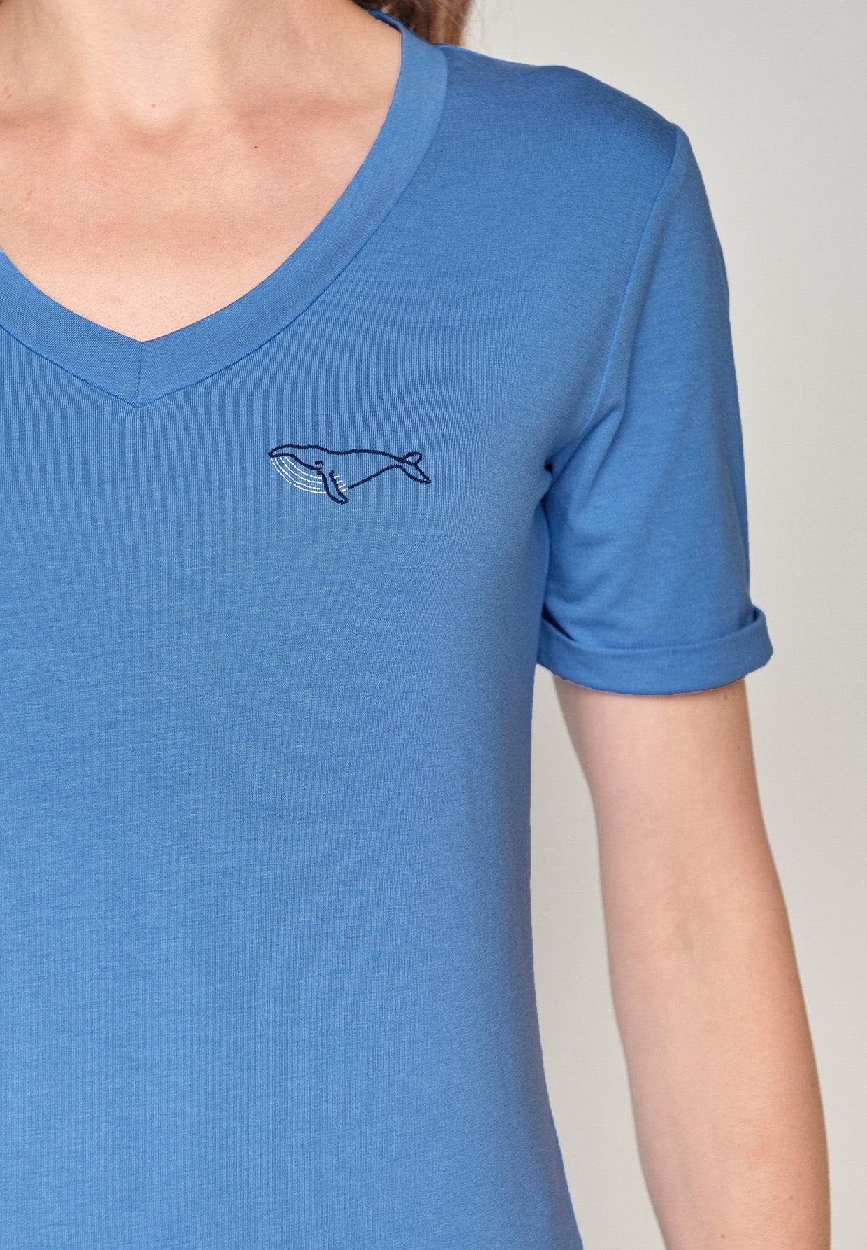 Mermaid Blue: Lässiges T-Shirt aus Bambus Mix für Damen [939]