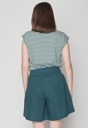 Sea Olive Stripes: Lässiges Shirt aus LENZING™ TENCEL™ Mix für Damen [9440]