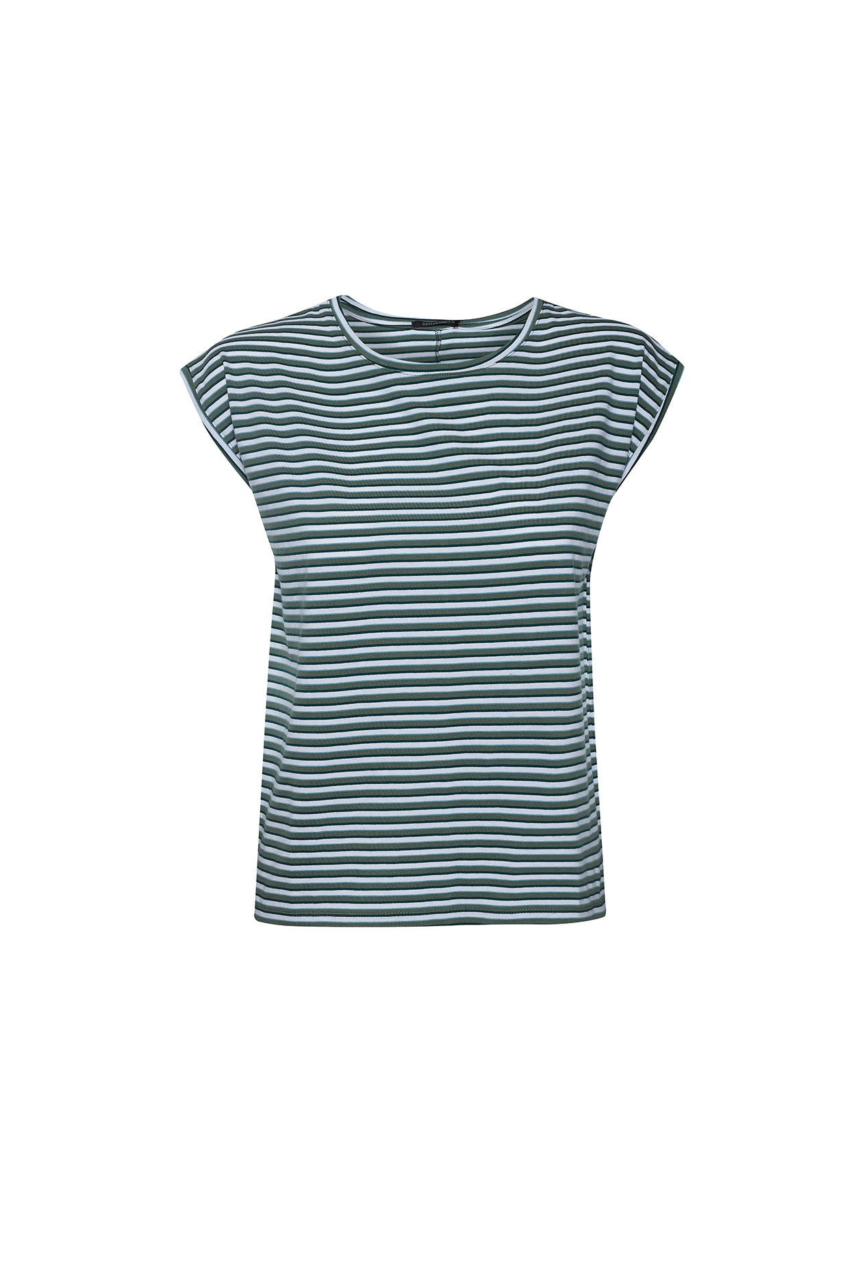Sea Olive Stripes: Lässiges Shirt aus LENZING™ TENCEL™ Mix für Damen [9443]