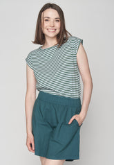 Sea Olive Stripes: Lässiges Shirt aus LENZING™ TENCEL™ Mix für Damen [9444]