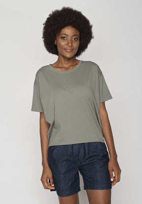 Grün:  Lässiges T-Shirt aus Bio-Baumwoll Mix für Damen [9473]