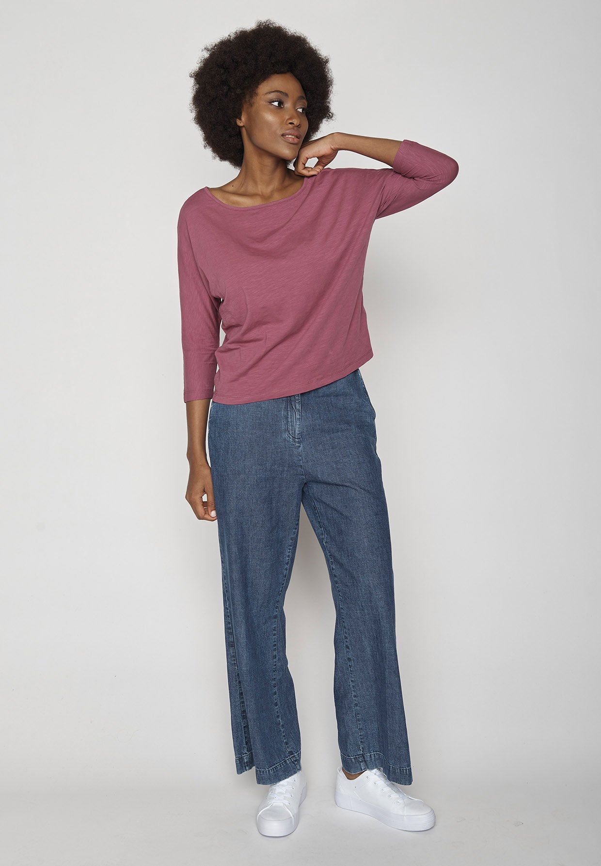 Mauve: Gemütliches Longsleeve aus Viskose (LENZING™ ECOVERO™) Mix für Damen [9484]