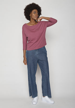 Mauve: Gemütliches Longsleeve aus Viskose (LENZING™ ECOVERO™) Mix für Damen [9484]