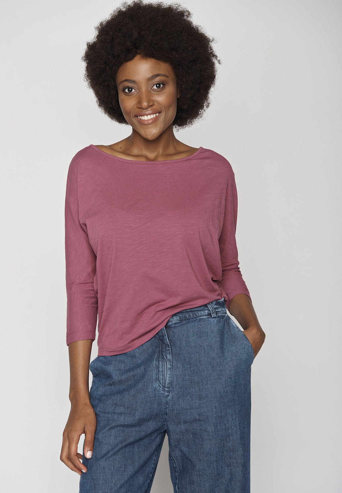 Mauve: Gemütliches Longsleeve aus Viskose (LENZING™ ECOVERO™) Mix für Damen [9486]
