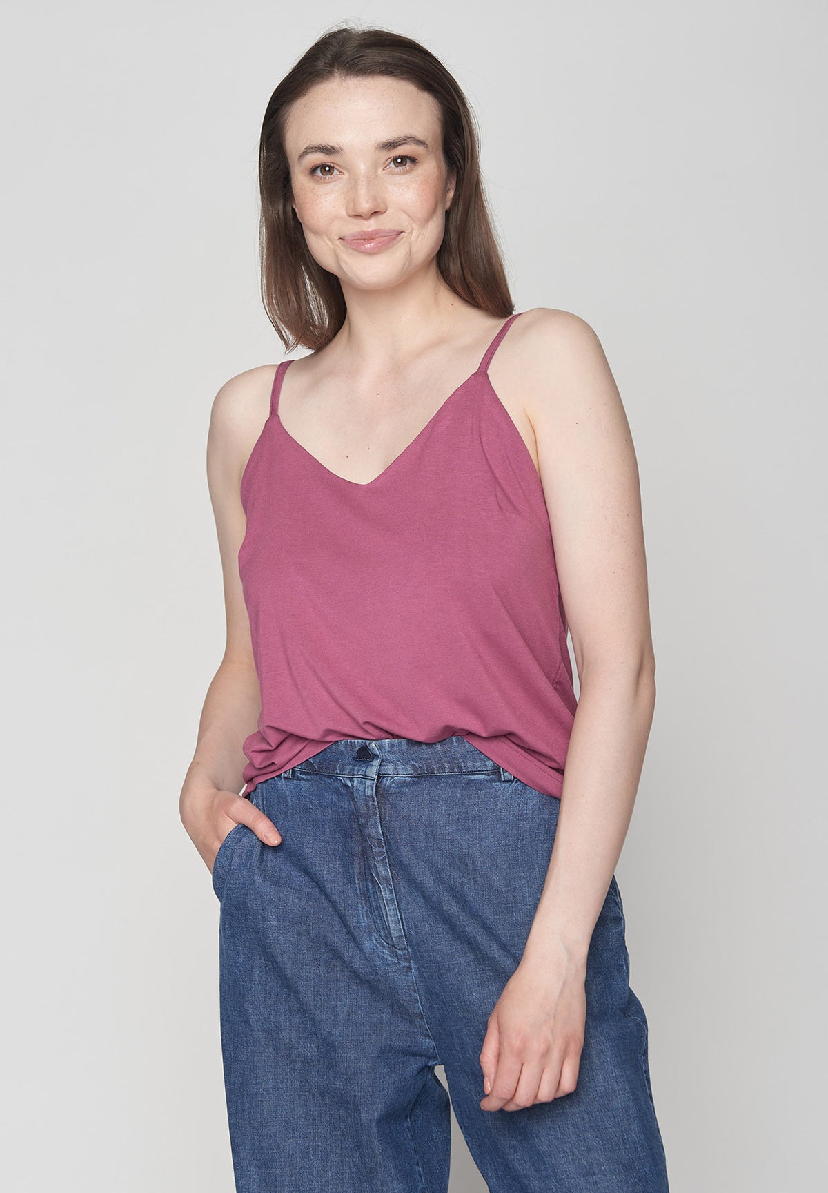 Mauve: Sommerliches Top aus LENZING™ ECOVERO™ für Damen [9501]