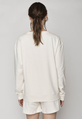 Weiß:  Gemütliches Sweatshirt aus Bio-Baumwolle für Damen [9518]