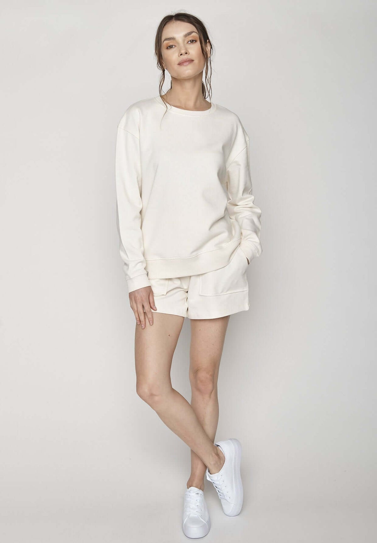 Weiß:  Gemütliches Sweatshirt aus Bio-Baumwolle für Damen [9520]