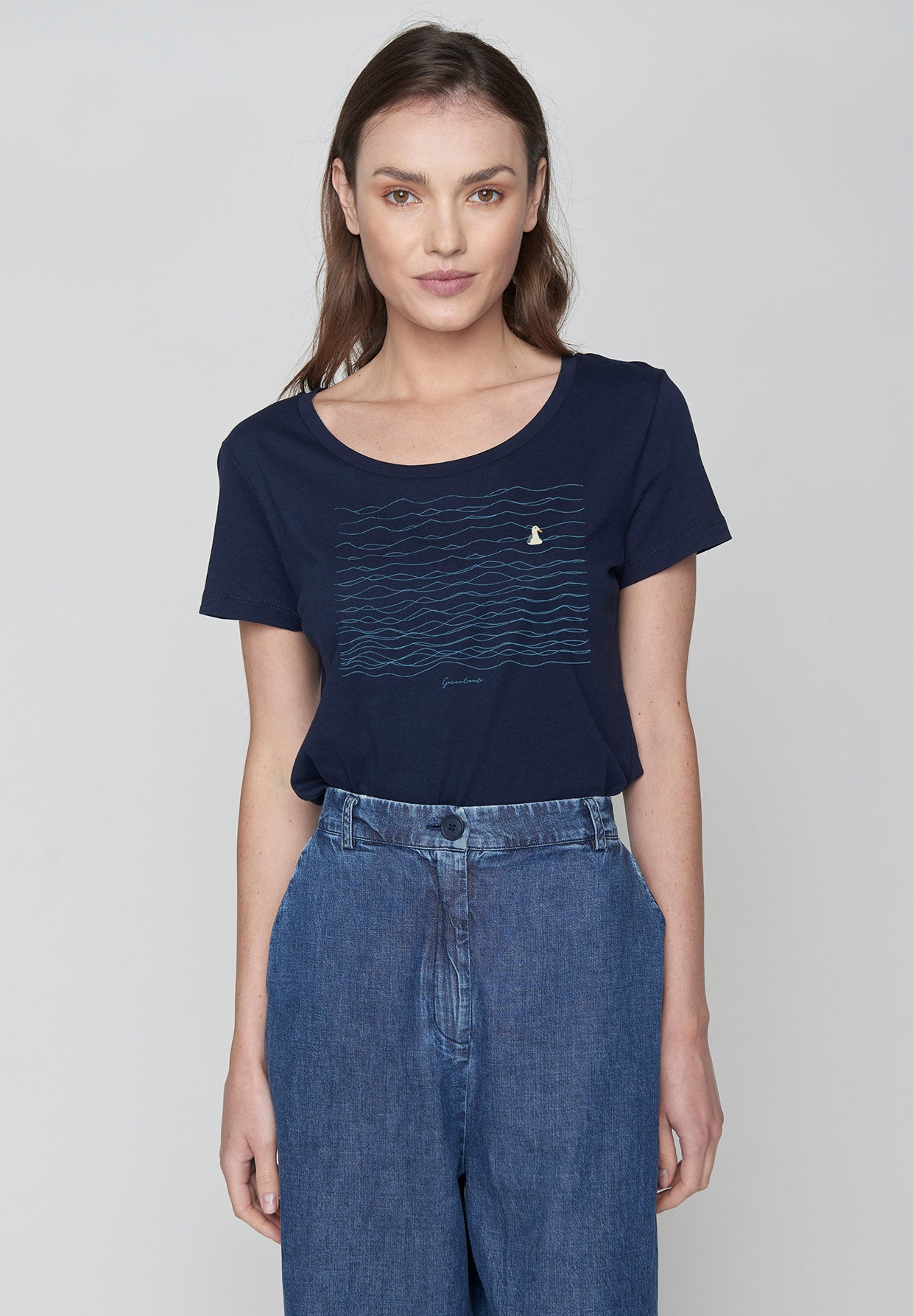 Dark Navy: Sportliches T-Shirt aus Bio-Baumwolle für Damen [9549]