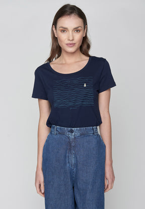 Dark Navy: Sportliches T-Shirt aus Bio-Baumwolle für Damen [9549]