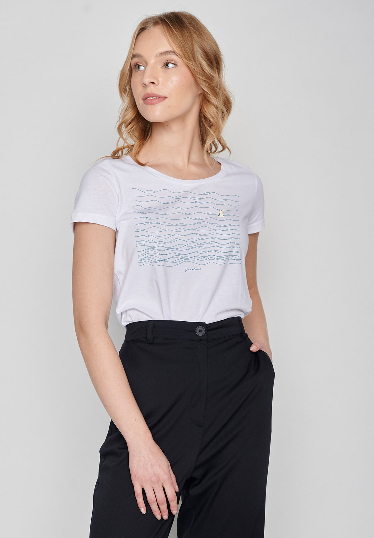 Weiß:  Lässiges T-Shirt aus Bio-Baumwolle für Damen [9551]