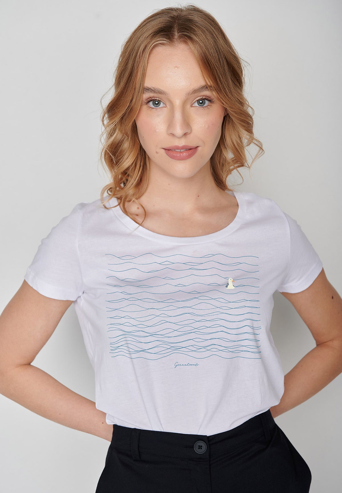 Weiß:  Lässiges T-Shirt aus Bio-Baumwolle für Damen [9553]