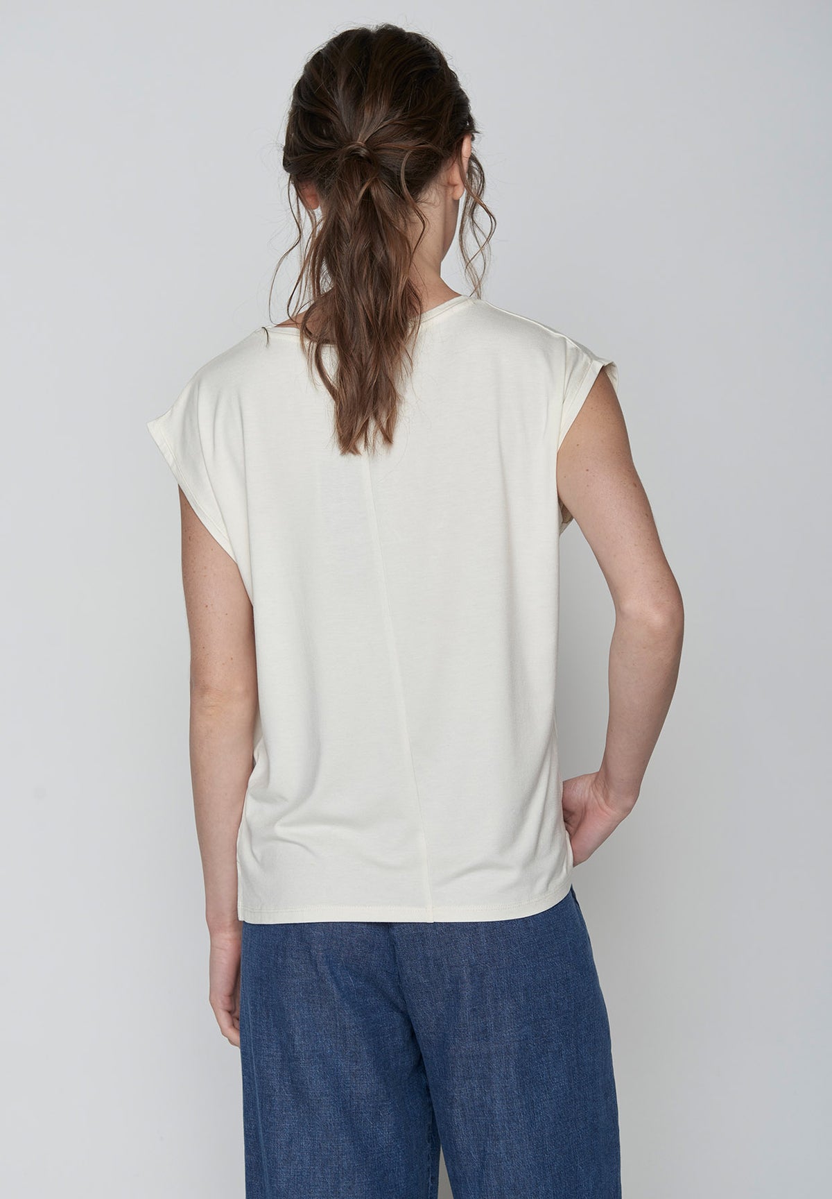 Weiß:  Lässiges Shirt aus LENZING™ TENCEL™ Mix für Damen [9581]