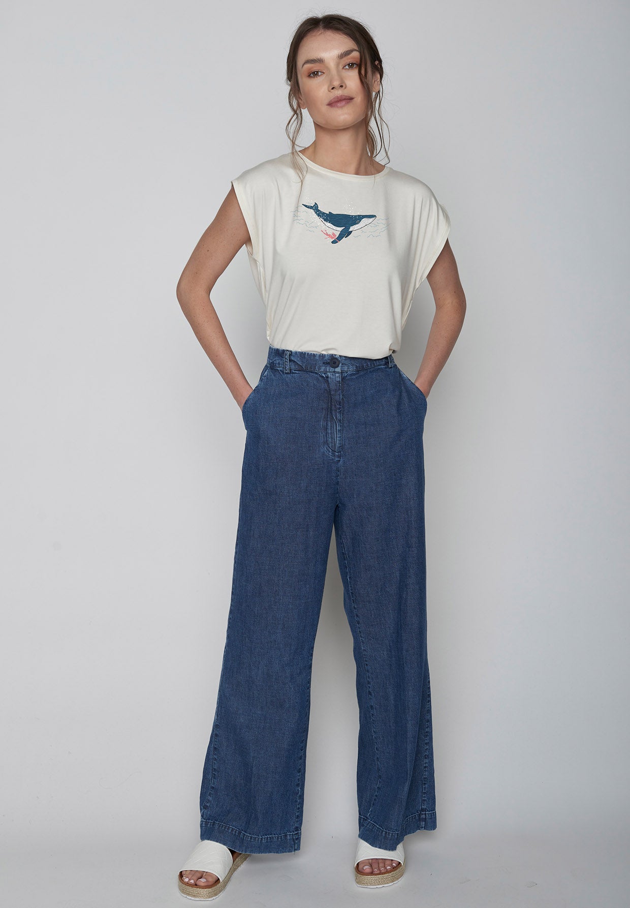 Weiß:  Lässiges Shirt aus LENZING™ TENCEL™ Mix für Damen [9582]